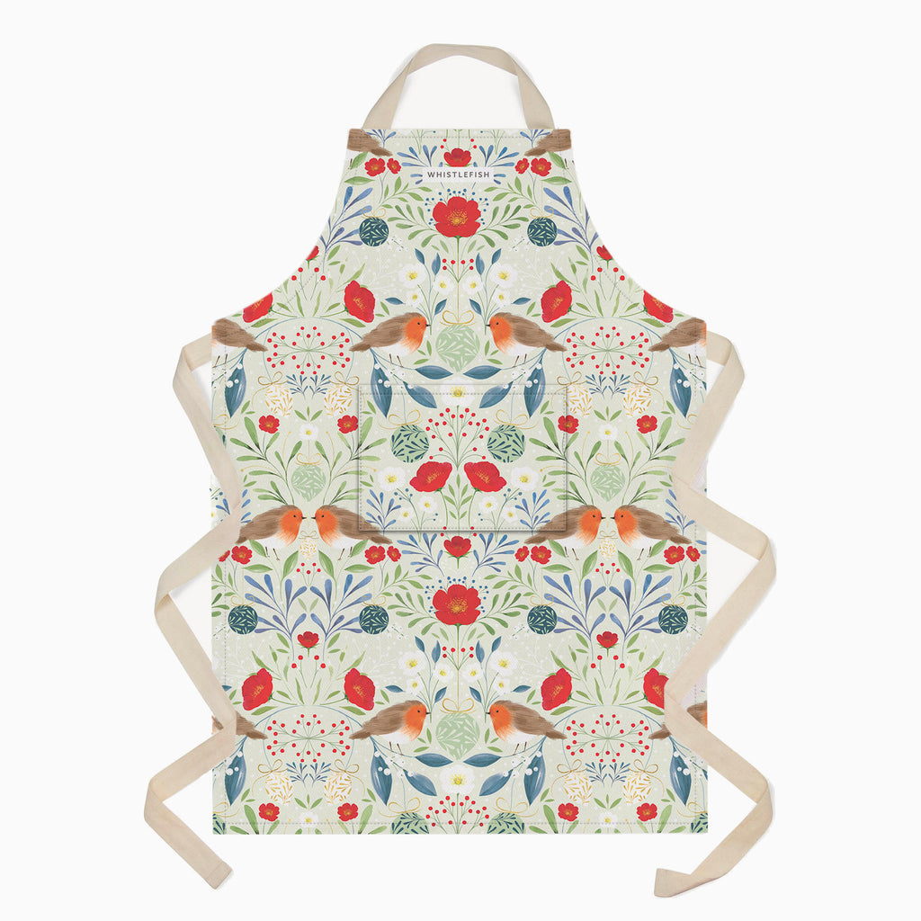 Christmas Apron-XM25AP - Berry & Rose Robin Apron-Whistlefish