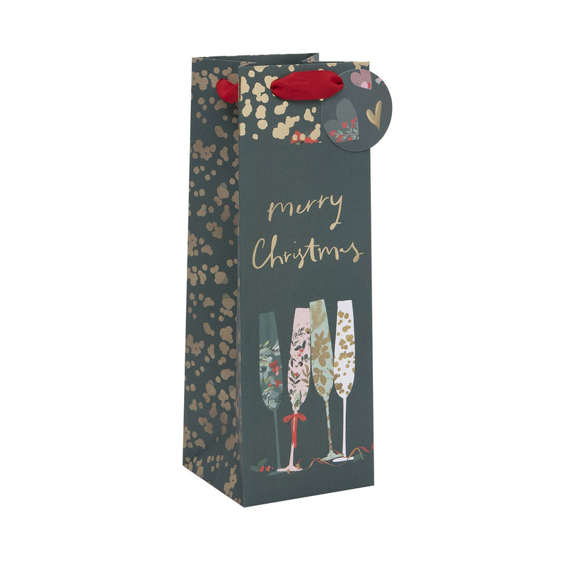 Christmas Bottle Bag - Christmas Flutes XL Bottle Bag - Christmas Flutes XL Bottle Gift Bag - Whistlefish