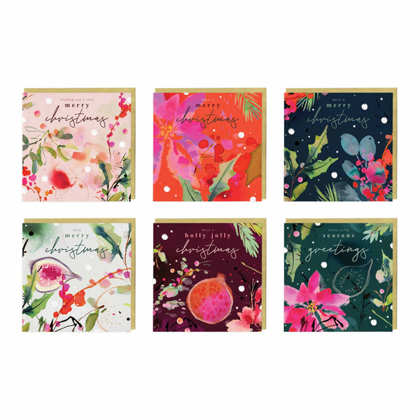 Christmas Card Pack-XMBO09 - Floral Brights Christmas Cards (36 Pack)-Whistlefish