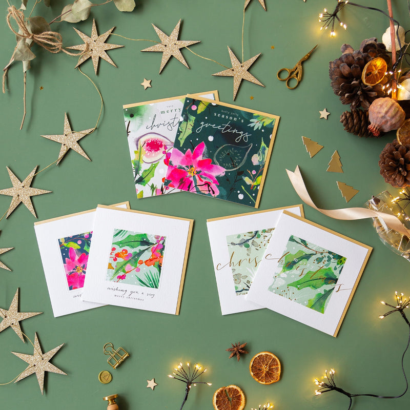 Christmas Card Pack - ZXCB01 - Festive Florals Christmas Card (36 Pack) - Festive Florals Christmas Card Pack - Whistlefish