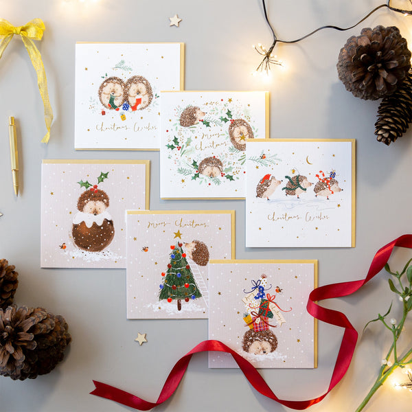 Christmas Card Pack - ZXCB04 - Festive Hedgehog Christmas Card (36 Pack) - Festive Hedgehog Christmas Card Pack - Whistlefish