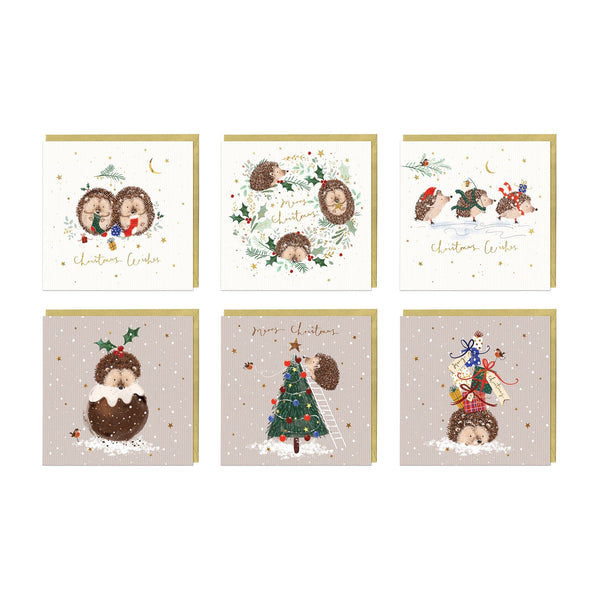 Christmas Card Pack - ZXCB04 - Festive Hedgehog Christmas Card (36 Pack) - Festive Hedgehog Christmas Card Pack - Whistlefish