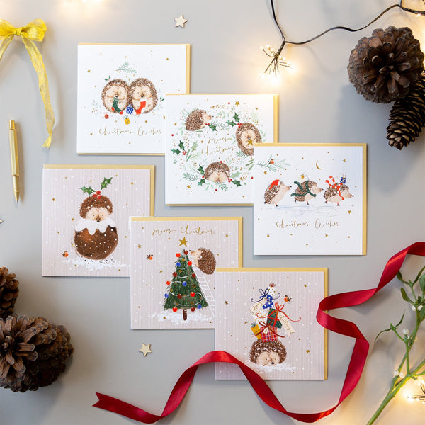 Christmas Card Pack - ZXCB04 - Festive Hedgehog Christmas Card (36 Pack) - Festive Hedgehog Christmas Card Pack - Whistlefish