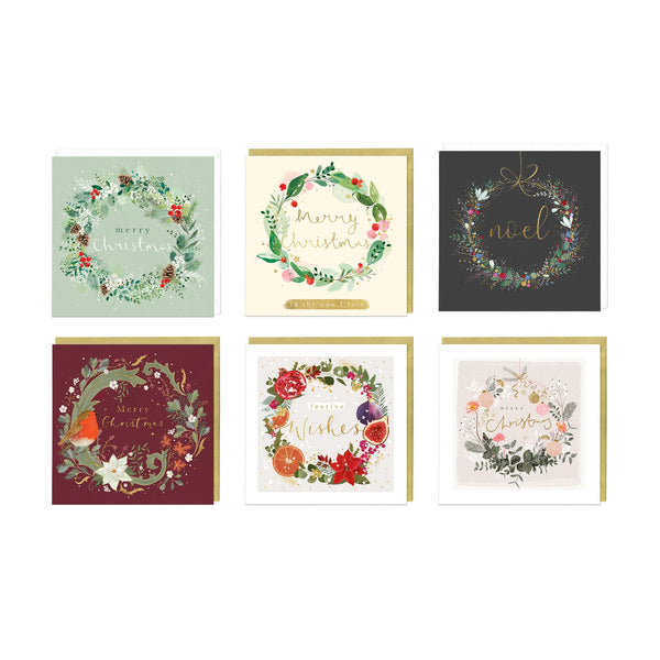 Christmas Card Pack - ZXCB07 - Festive Wreath Christmas Card (36 Pack) - Festive Wreath Christmas Card Pack - Whistlefish