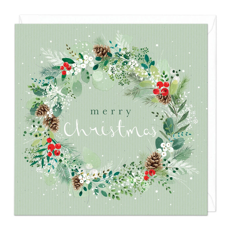 Christmas Card Pack - ZXCB07 - Festive Wreath Christmas Card (36 Pack) - Festive Wreath Christmas Card Pack - Whistlefish