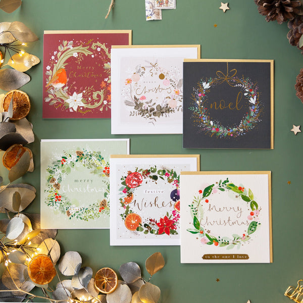 Christmas Card Pack - ZXCB07 - Festive Wreath Christmas Card (36 Pack) - Festive Wreath Christmas Card Pack - Whistlefish