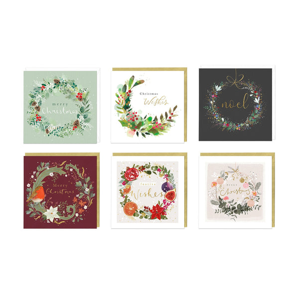 Christmas Card Pack - ZXCB07 - Festive Wreath Christmas Card (36 Pack) - Festive Wreath Christmas Card Pack - Whistlefish