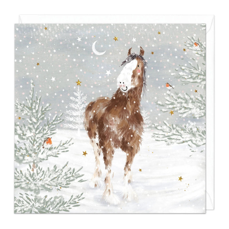 Christmas Card Pack - ZXCB14 - Snowy Horses Christmas Cards (36 Pack) - Snowy Horses Christmas Card (36 Pack) - Whistlefish