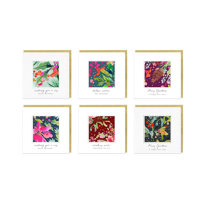 Christmas Card Pack - ZXCB23 - Framed Floral Christmas Cards (36 Pack) - Framed Floral Christmas Cards (36 Pack) - Whistlefish