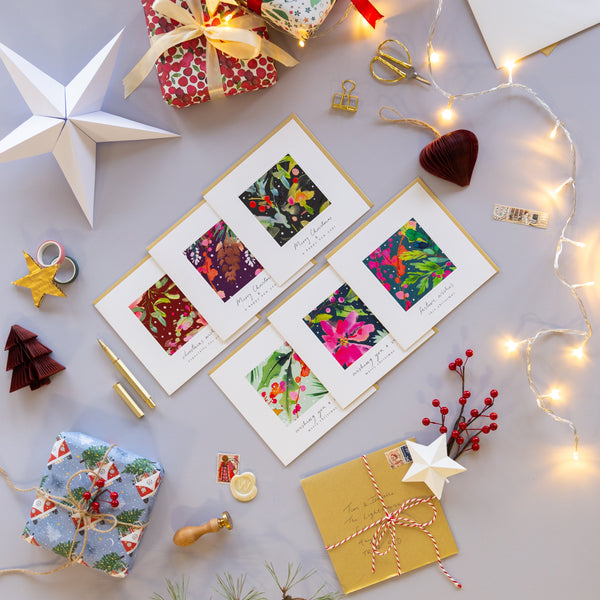 Christmas Card Pack - ZXCB23 - Framed Floral Christmas Cards (36 Pack) - Framed Floral Christmas Cards (36 Pack) - Whistlefish