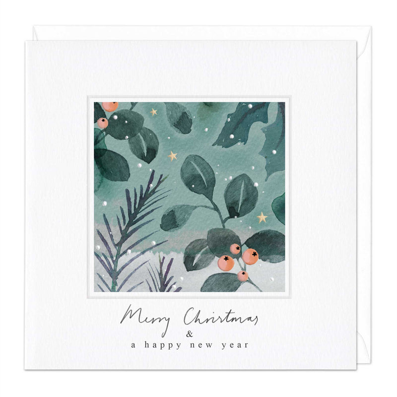 Christmas Card - X3001 - Ink Green Foliage Christmas Card - Ink Green Foliage Christmas Card - Whistlefish