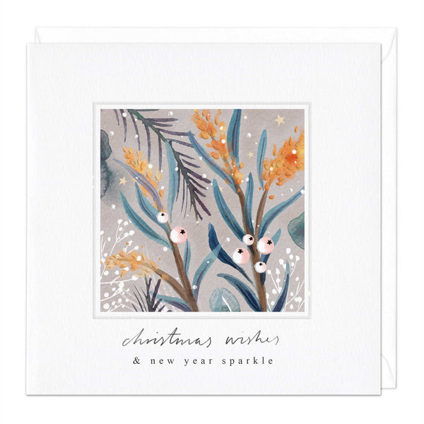 Christmas Card - X3004 - Ink Orange Foliage Christmas Card - Ink Orange Foliage Christmas Card - Whistlefish