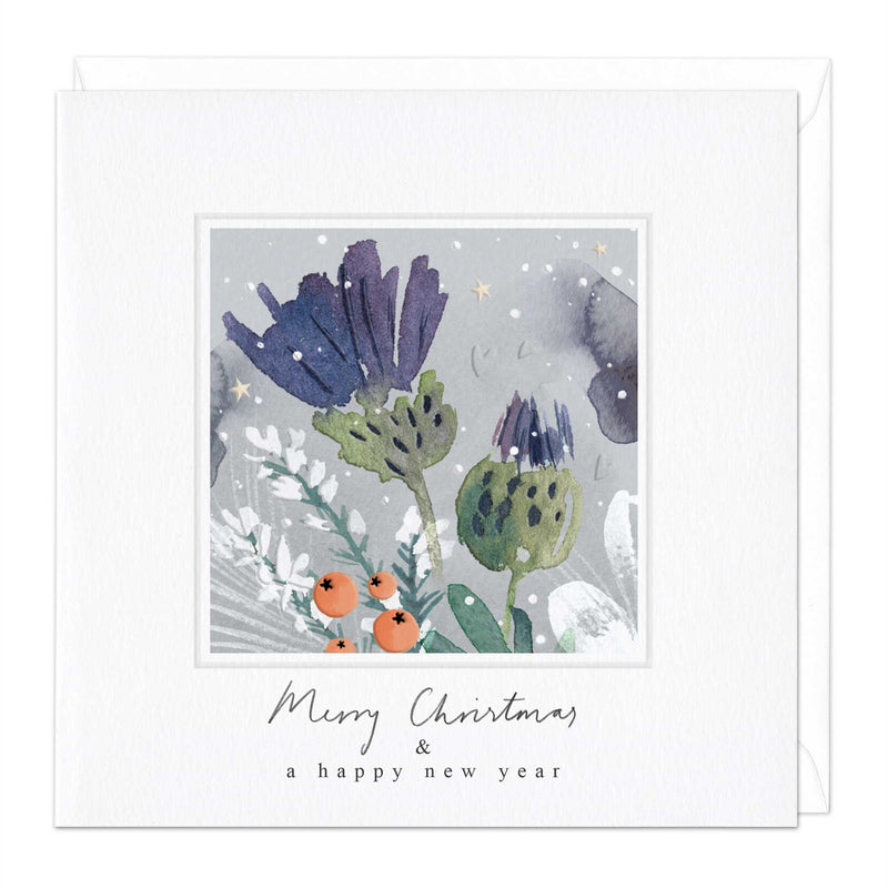 Christmas Card - X3007 - Ink Purple Thistle Christmas Card - Ink Purple Thistle Christmas Card - Whistlefish