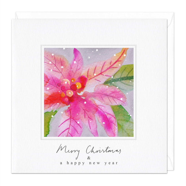 Christmas Card - X3008 - Ink Pink Poinsettia Christmas Card - Ink Pink Poinsettia Christmas Card - Whistlefish