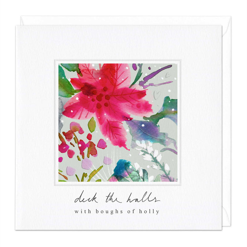 Christmas Card - X3012 - Ink Grey Poinsettia Christmas Card - Ink Grey Poinsettia Christmas Card - Whistlefish
