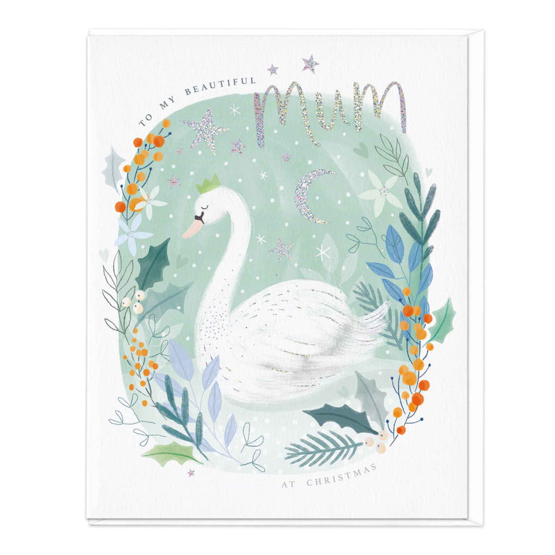 Christmas Card - X3013 - Oval Swan Mum Christmas Card - Oval Swan Mum Christmas Card - Whistlefish