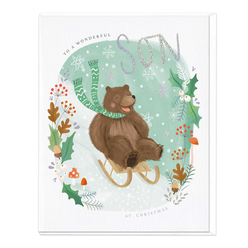 Christmas Card - X3019 - Oval Bear Son Christmas Card - Oval Bear Son Christmas Card - Whistlefish