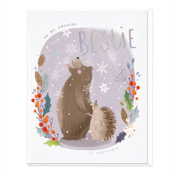 Christmas Card - X3023 - Oval Bear Bestie Christmas Card - Oval Bear Bestie Christmas Card - Whistlefish