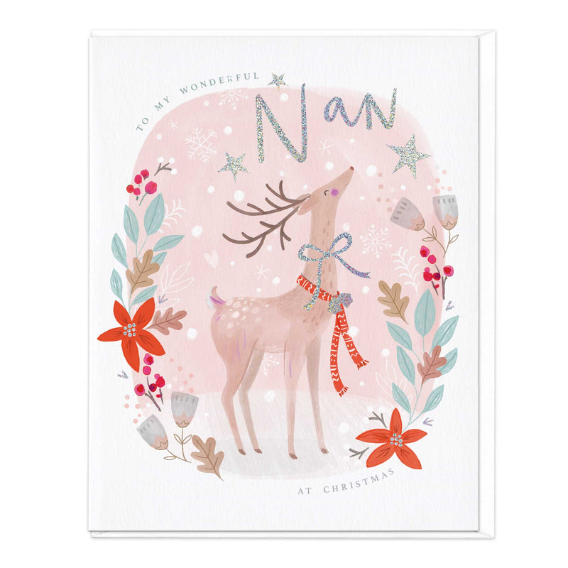 Christmas Card - X3025 - Oval Reindeer Nan Christmas Card - Oval Reindeer Nan Christmas Card - Whistlefish