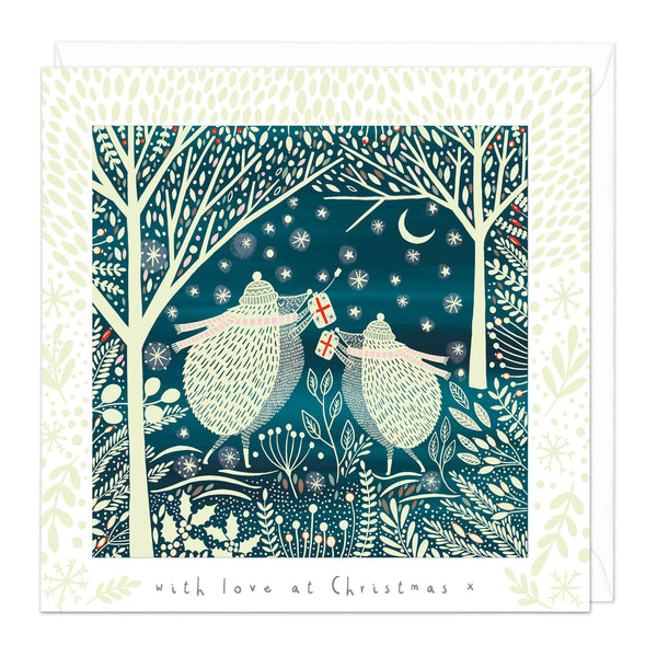 Christmas Card - X3033 - Glow Hedgehogs Christmas Card - Glow Hedgehogs Christmas Card - Whistlefish