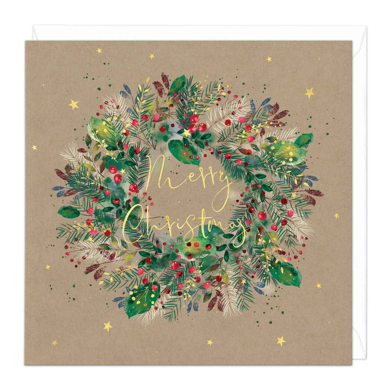 Christmas Card - X3056 - Ditsy Floral Wreath Christmas Card - Ditsy Floral Wreath Christmas Card - Whistlefish