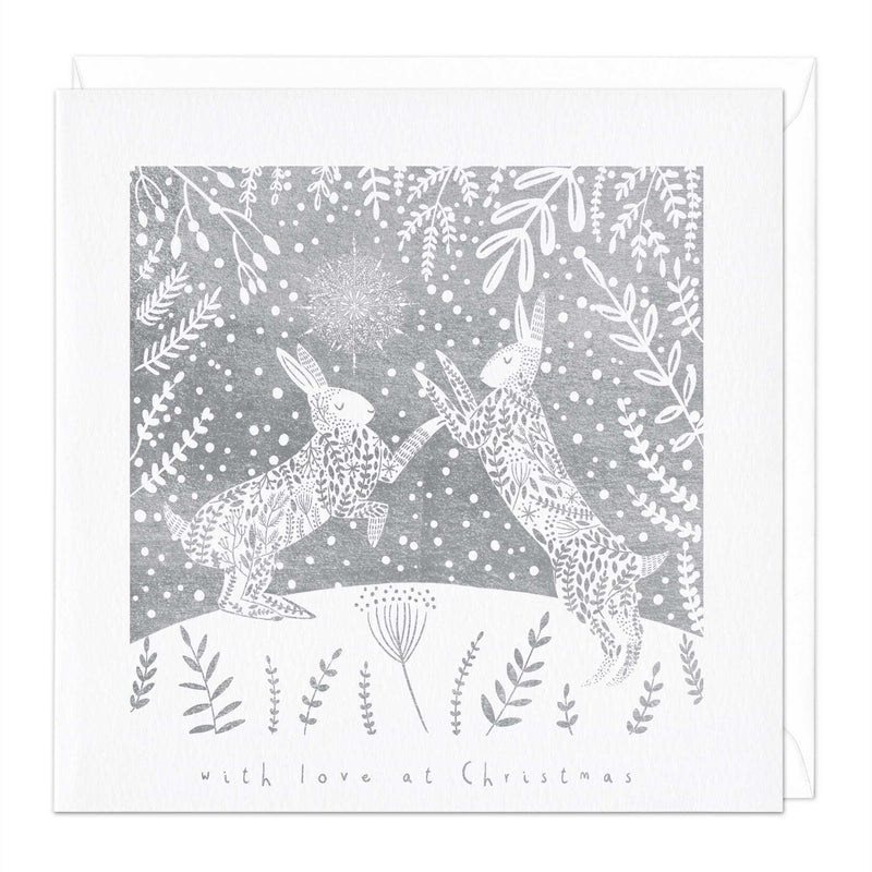 Christmas Card - X3084 - Foil Rabbits Christmas Card - Foil Rabbits Christmas Card - Whistlefish