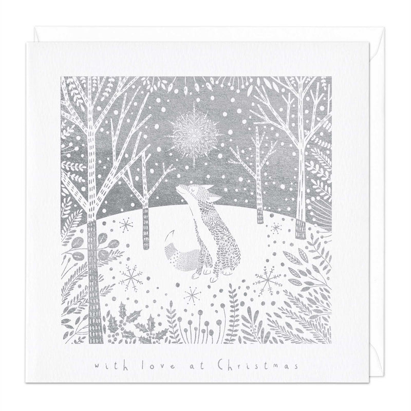 Christmas Card - X3088 - Foil Fox Christmas Card - Foil Fox Christmas Card - Whistlefish