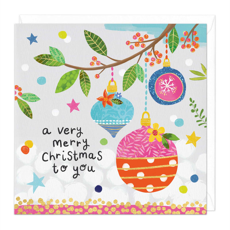 Christmas Card - X3097 - Neon Bauble Christmas Card - Neon Bauble Christmas Card - Whistlefish