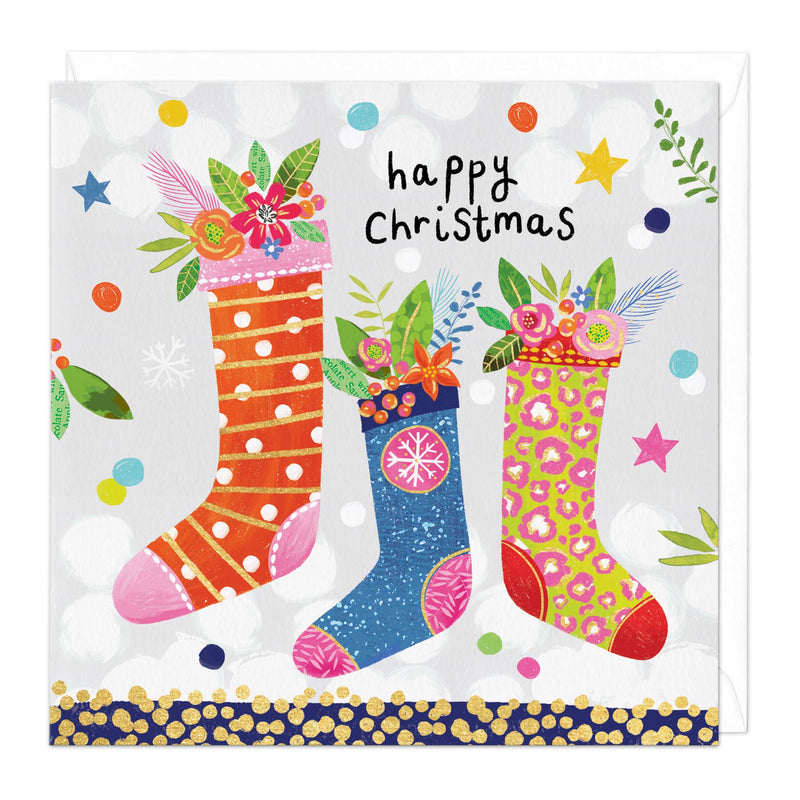 Christmas Card - X3100 - Neon Stocking Christmas Card - Neon Stocking Christmas Card - Whistlefish