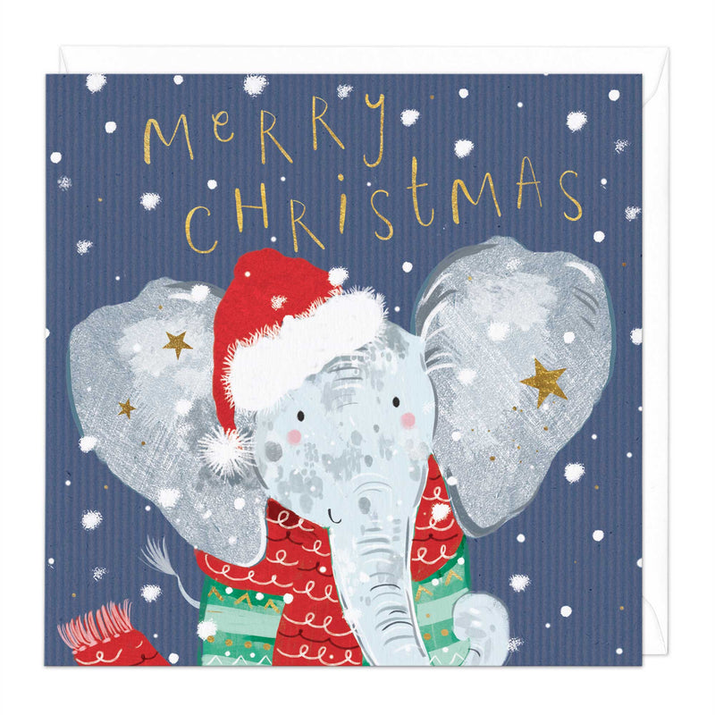 Christmas Card - X3106 - Clementine Elephant Hat Christmas Card - Clementine Elephant Hat Christmas Card - Whistlefish