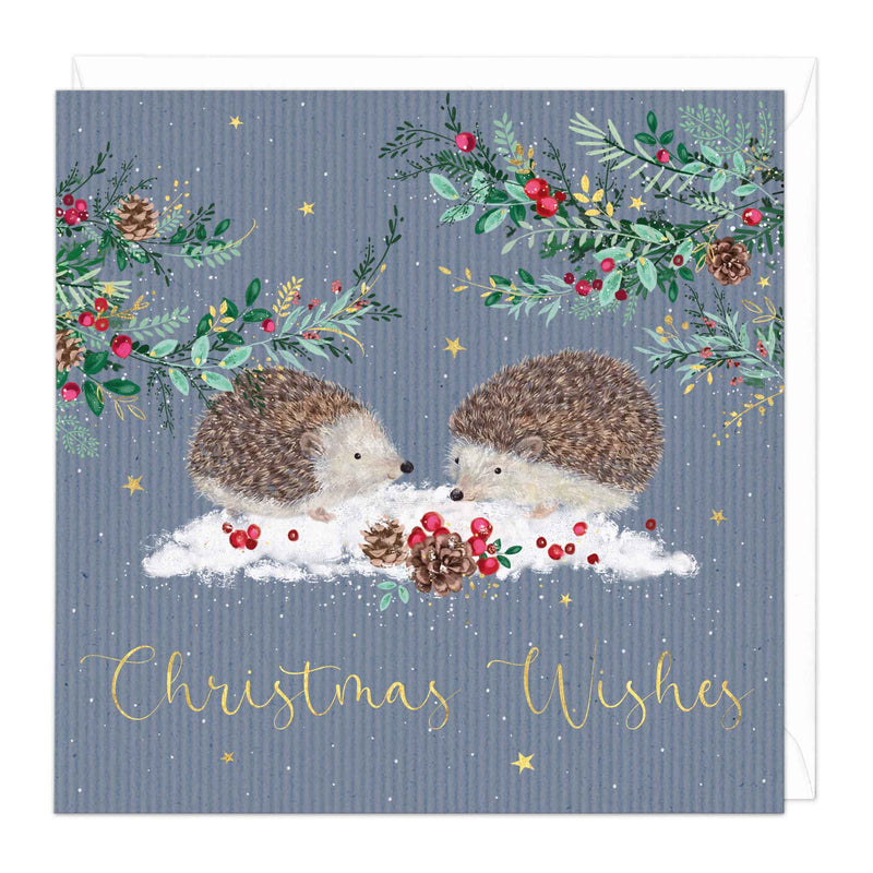 Christmas Card - X3115 - Blue Hedgehog Christmas Card - Blue Hedgehog Christmas Card - Whistlefish