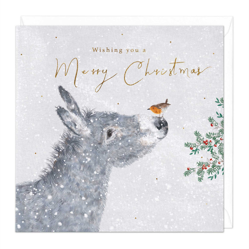 Christmas Card - X3124 - Snow Donkey Robin Christmas Card - Snow Donkey Robin Christmas Card - Whistlefish