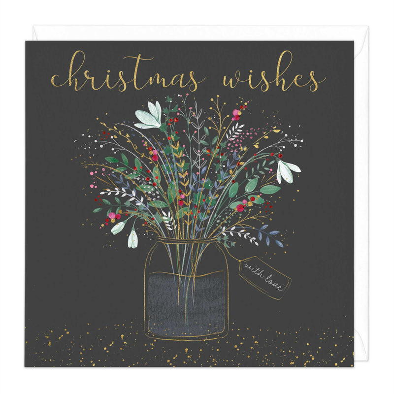 Christmas Card - X3128 - Dark Floral Vase Christmas Card - Dark Floral Vase Christmas Card - Whistlefish
