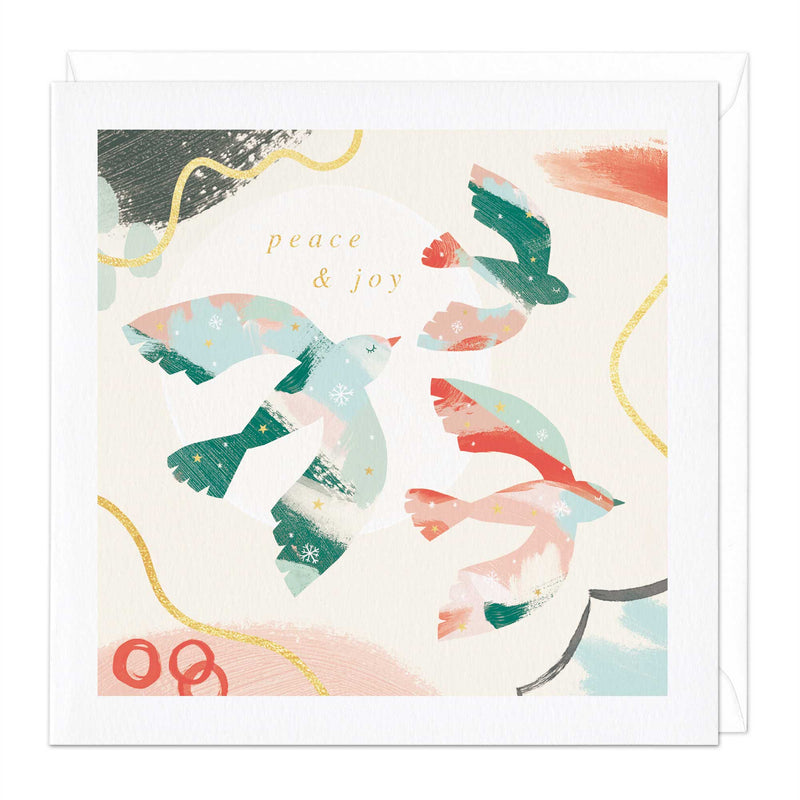 Christmas Card - X3144 - Peace and Joy Christmas Card - Paint Birds Christmas Card - Whistlefish