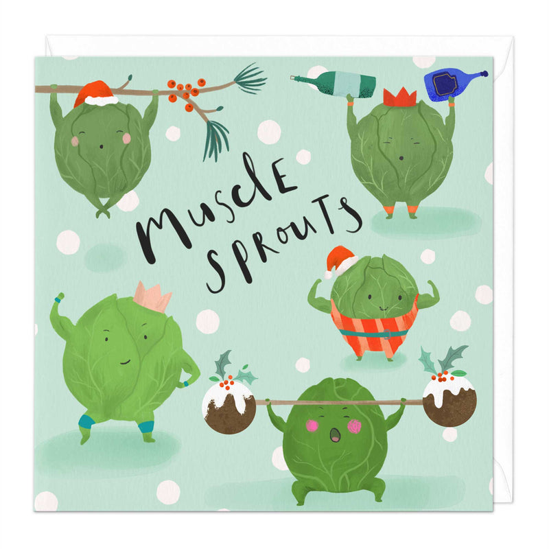 Christmas Card - X3158 - Muscle Sprouts Christmas Card - Muscle Sprouts Christmas Card - Whistlefish