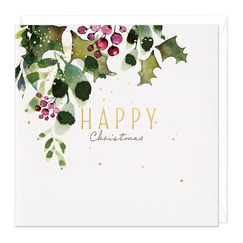Christmas Card - X3165 - White Holly Christmas Card - White Holly Christmas Card - Whistlefish