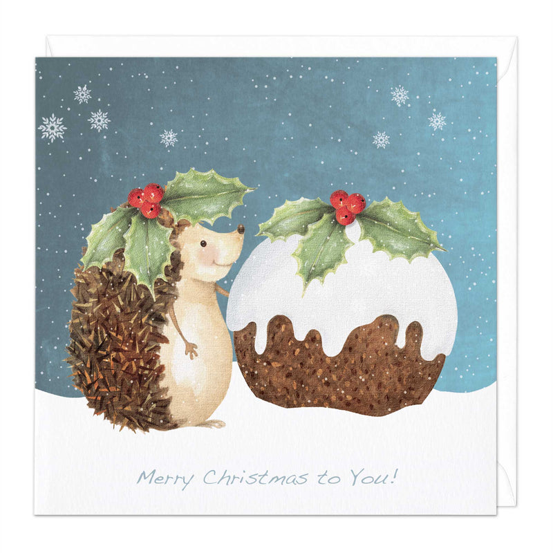 Christmas Card - X3174 - Hedgehog Pudding Christmas Card - Hedgehog Pudding Christmas Card - Whistlefish