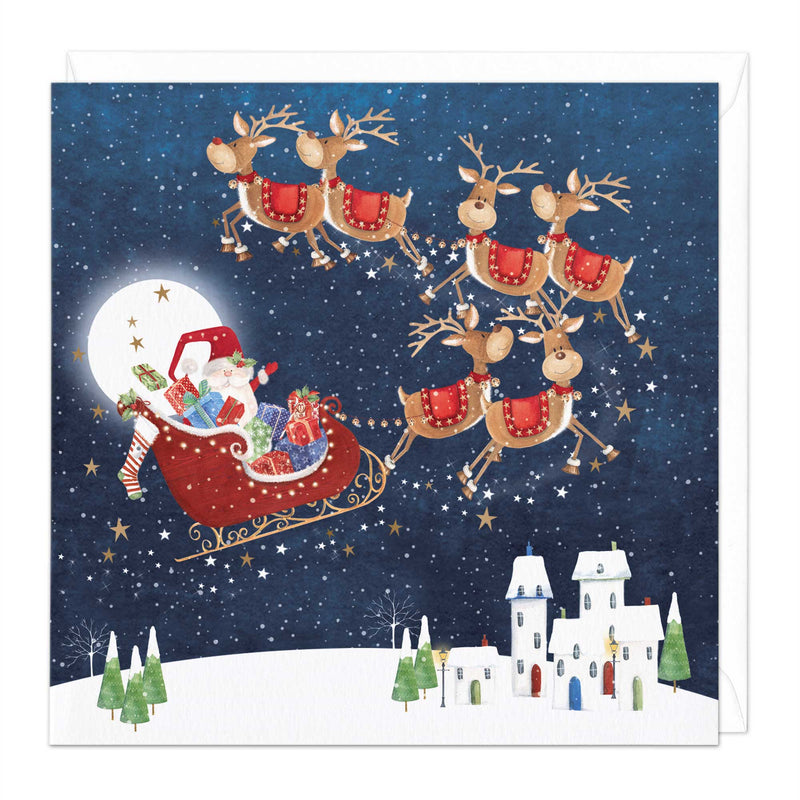 Christmas Card - X3177 - Santa Sleigh Christmas Card - Santa Sleigh Christmas Card - Whistlefish