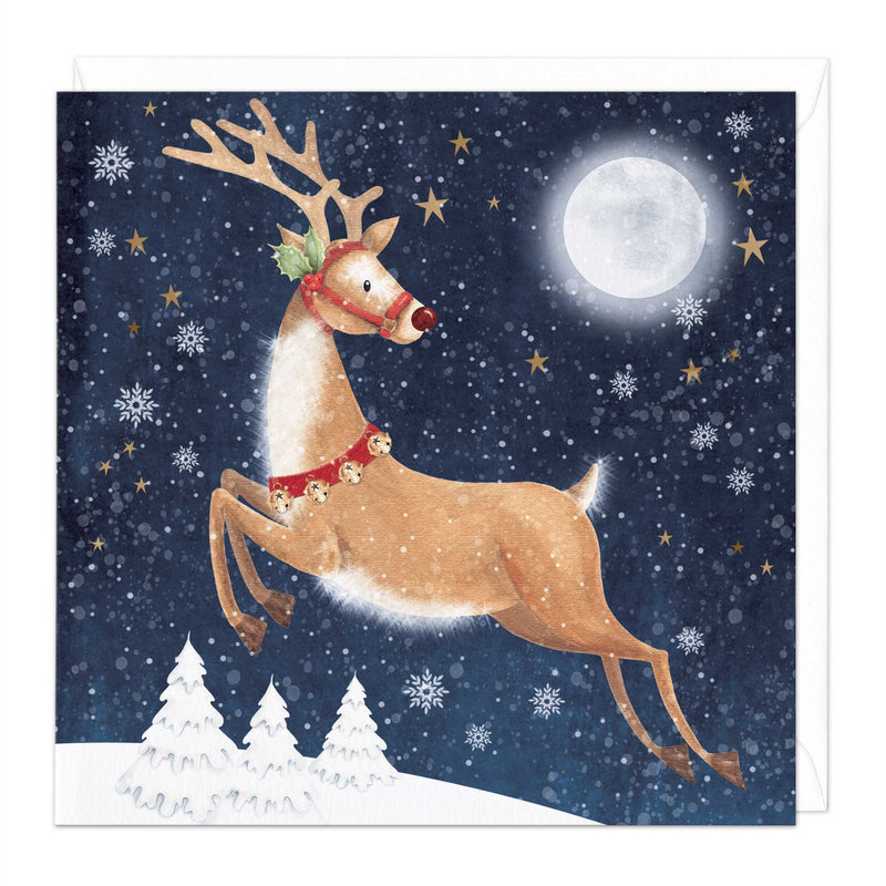 Christmas Card - X3179 - Flying Reindeer Christmas Card - Flying Reindeer Christmas Card - Whistlefish