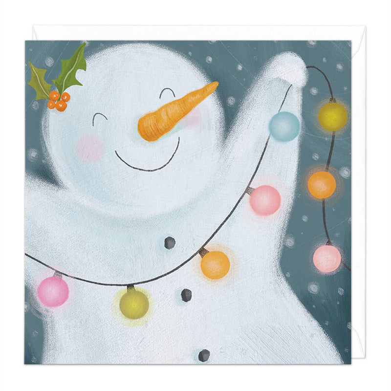 Christmas Card - X3181 - Snowman Lights Christmas Card - Snowman Lights Christmas Card - Whistlefish