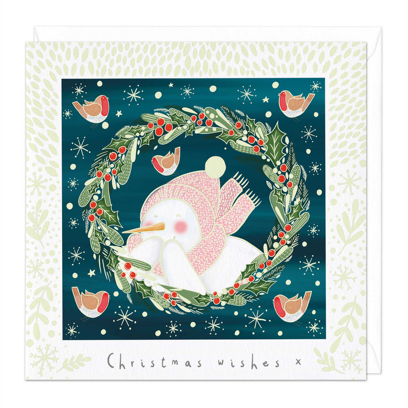 Christmas Card - X3183 - Glow Snow Wreath Christmas Card - Glow Snow Wreath Christmas Card - Whistlefish