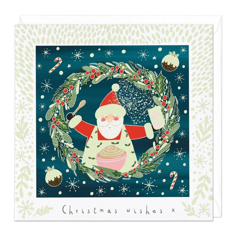 Christmas Card - X3185 - Glow Snow Santa Christmas Card - Glow Snow Santa Christmas Card - Whistlefish