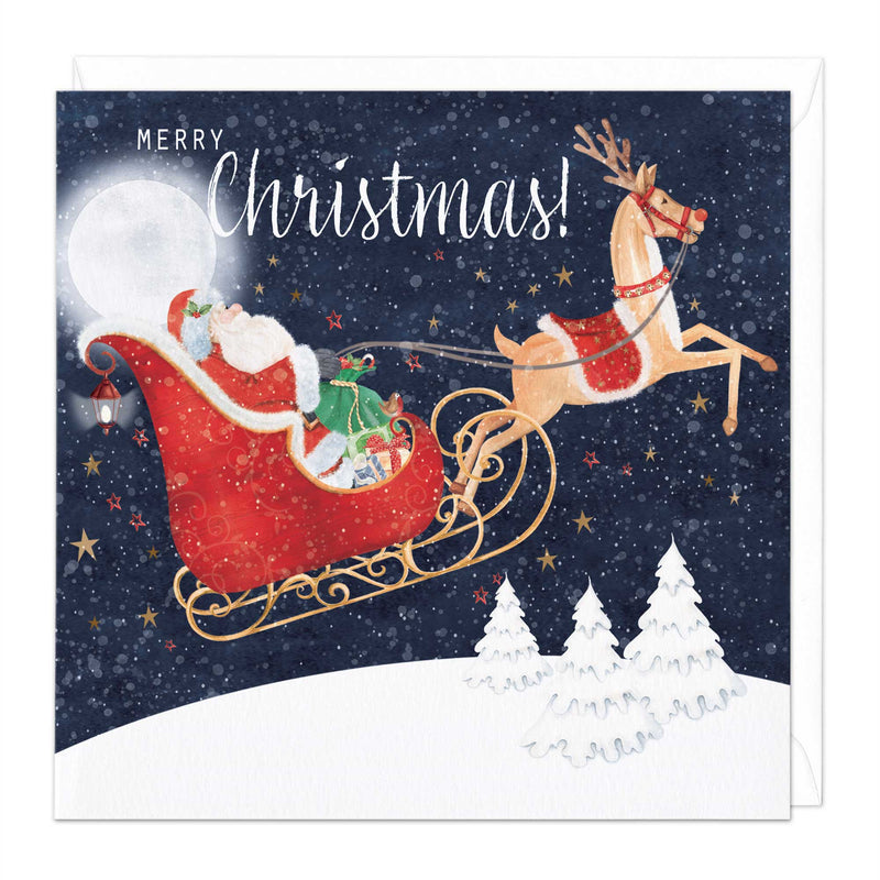 Christmas Card - X3187 - Santa and Reindeer Christmas Card - Santa and Reindeer Christmas Card - Whistlefish