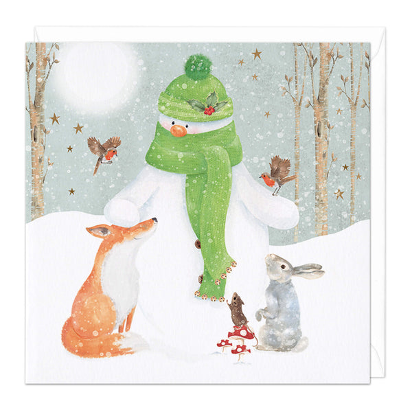 Christmas Card - X3197 - Snowman Animals Christmas Card - Snowman Animals Christmas Card - Whistlefish