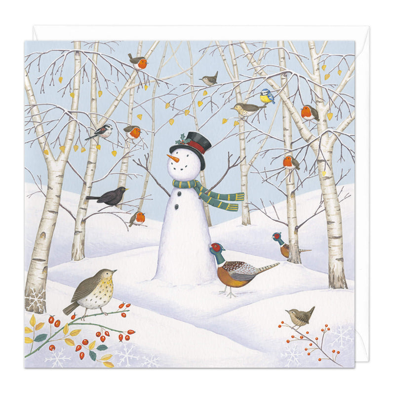 Christmas Card - X3200 - Snowman Birds Christmas Card - Snowman Birds Christmas Card - Whistlefish