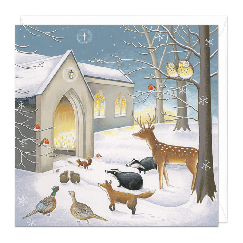 Christmas Card - X3201 - Church Animals Christmas Card - Church Animals Christmas Card - Whistlefish