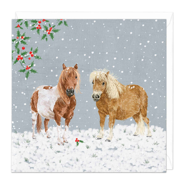Christmas Card - X3210 - Farm Ponies Christmas Card - Farm Ponies Christmas Card - Whistlefish
