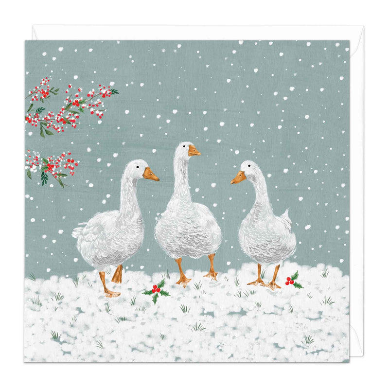 Christmas Card - X3211 - Farm Geese Christmas Card - Farm Geese Christmas Card - Whistlefish