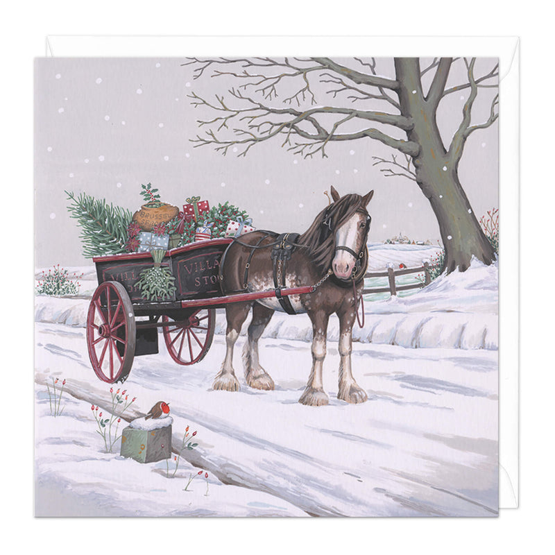 Christmas Card - X3213 - Heavy Horse And Cart Christmas Card - Heavy Horse And Cart Christmas Card - Whistlefish