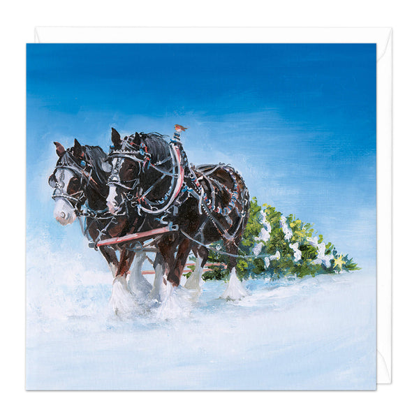 Christmas Card - X3219 - Heavy Horse Movers Christmas Card - Heavy Horse Movers Christmas Card - Whistlefish